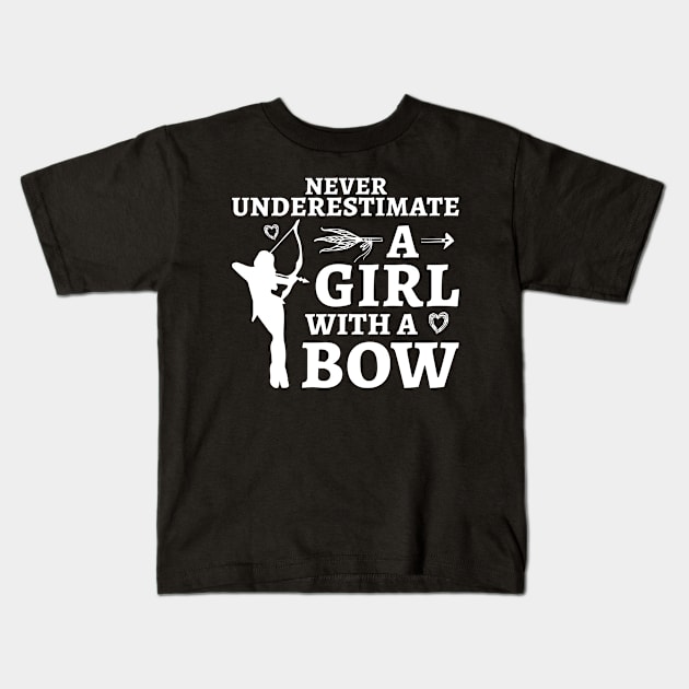 Never Underestimate A Girl With A Bow Kids T-Shirt by NatalitaJK